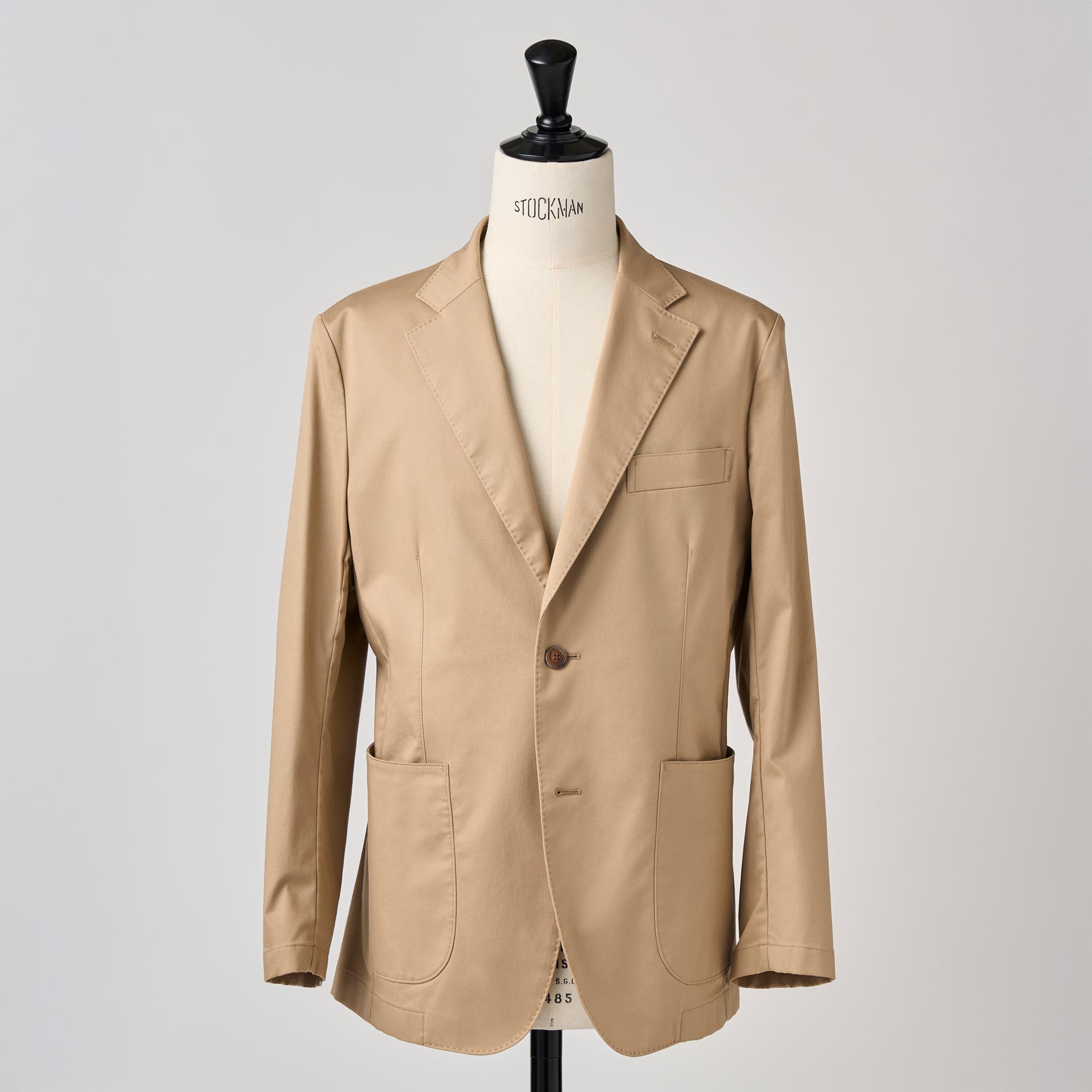 ベージュストレッチコットン ガーメントウォッシュ ジャケット