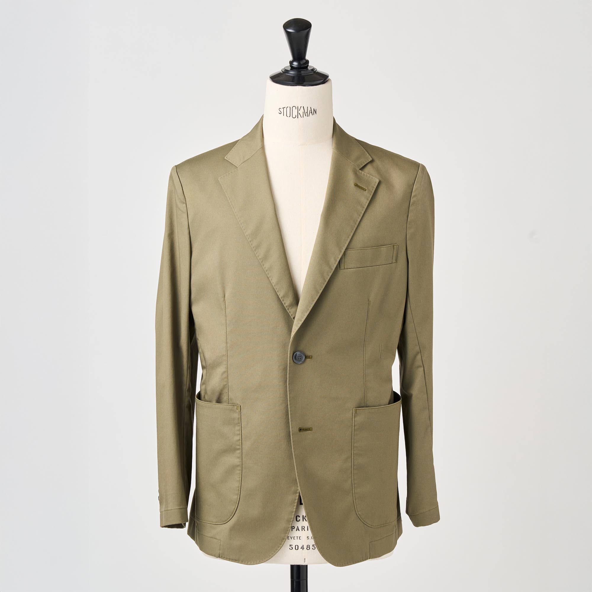 カーキストレッチコットン ガーメントウォッシュ ジャケット