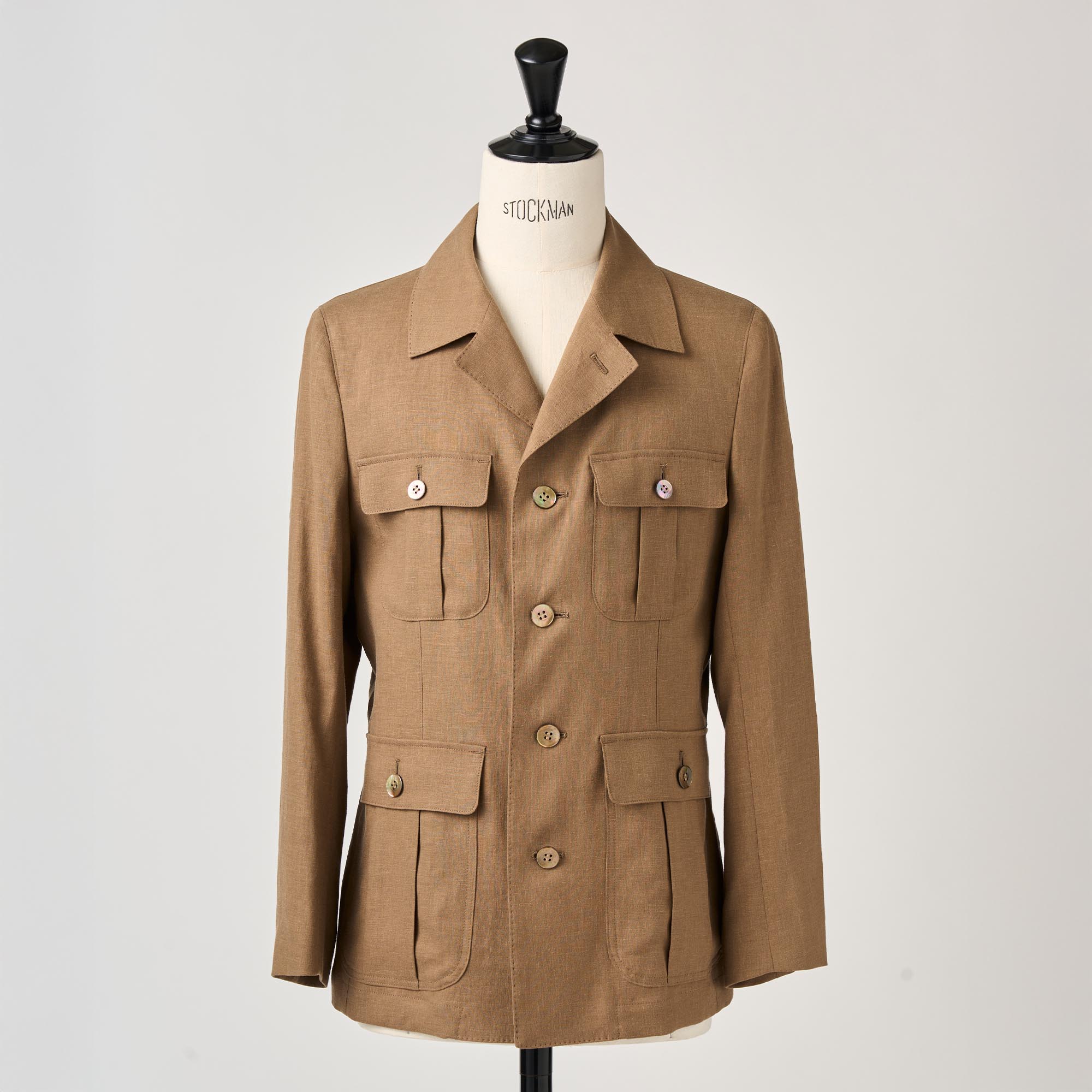 カーキリネン100％ サファリジャケット