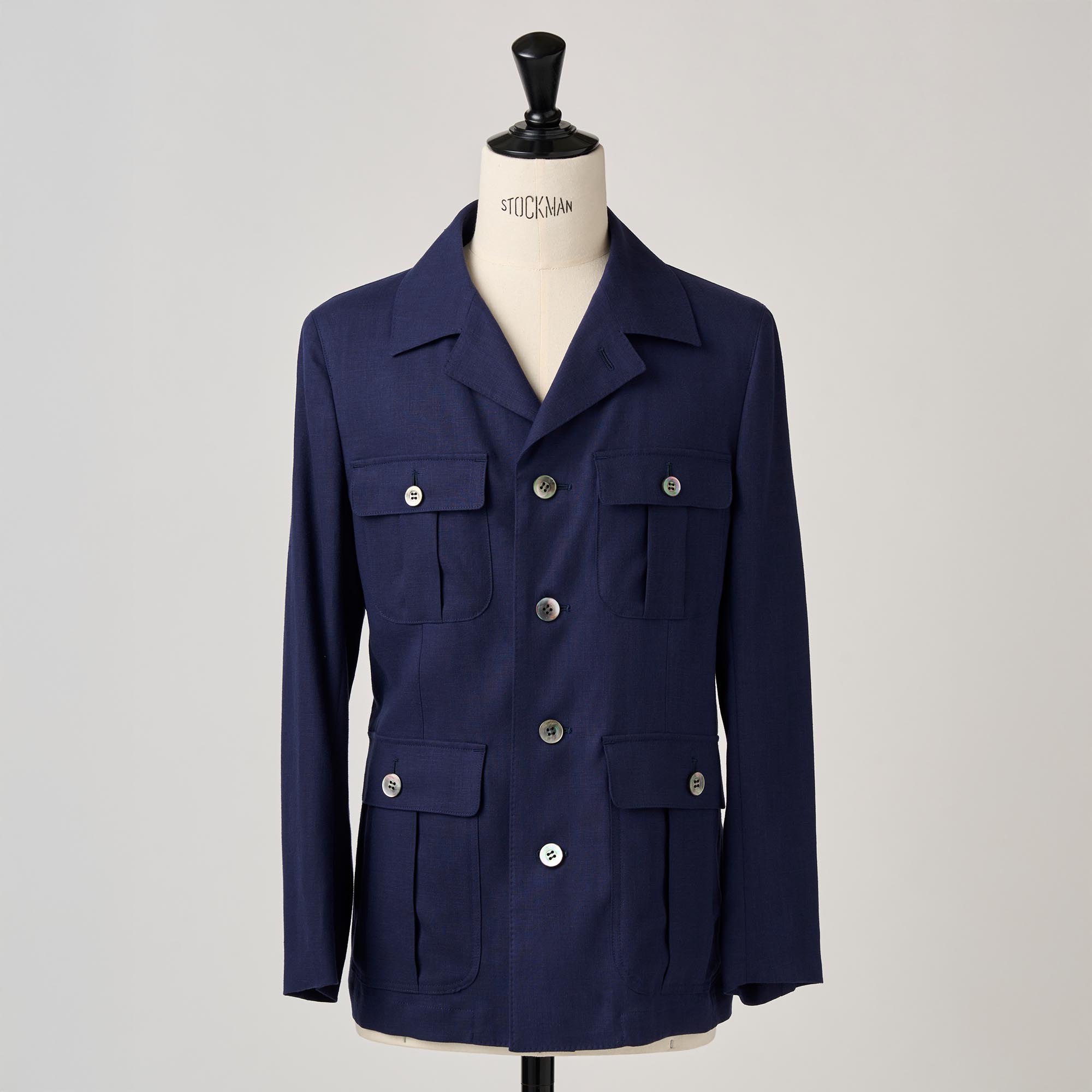 ネイビーリネン100％ サファリジャケット