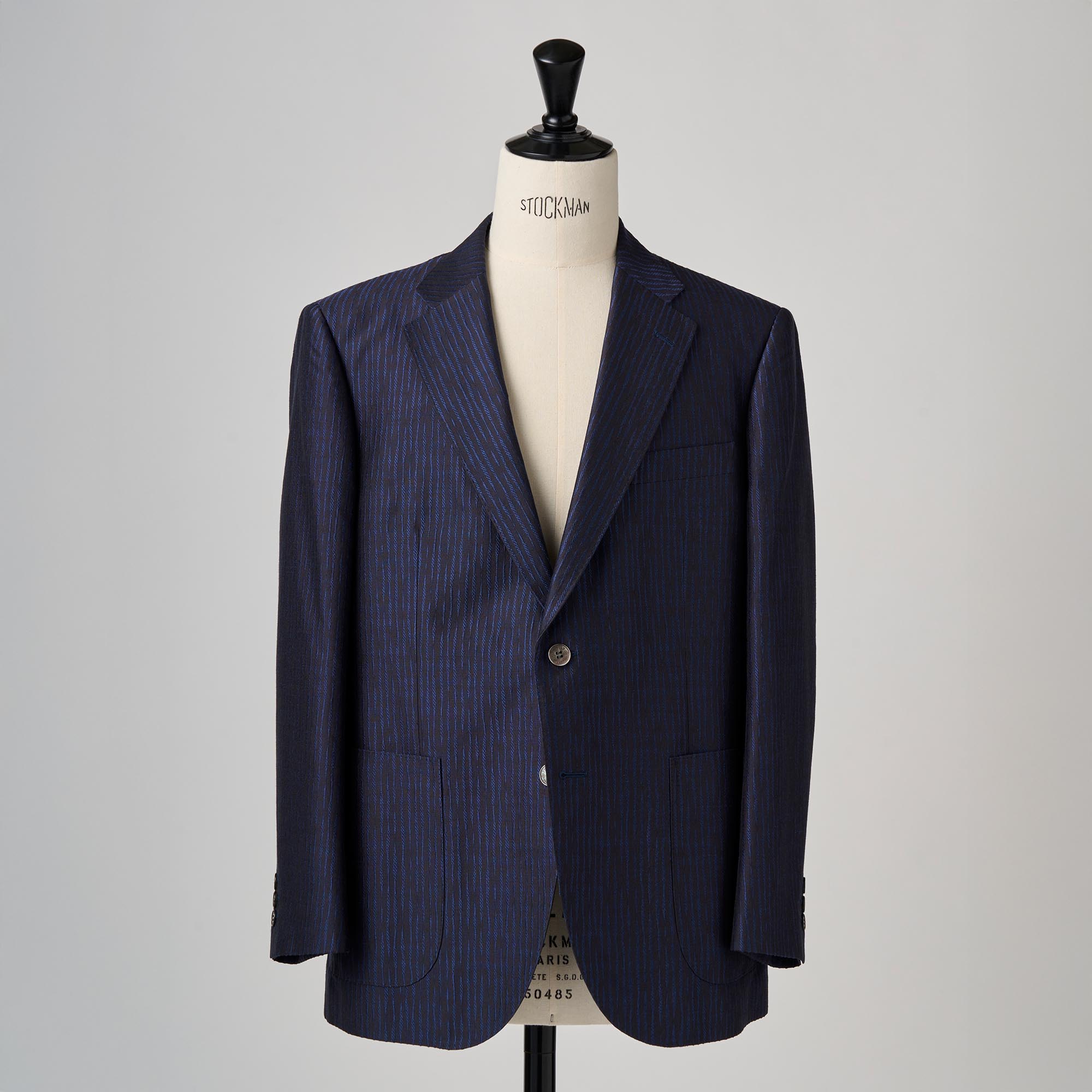 ネイビーダブルフェイスシルク ジャケット（裏面：ブラウン）