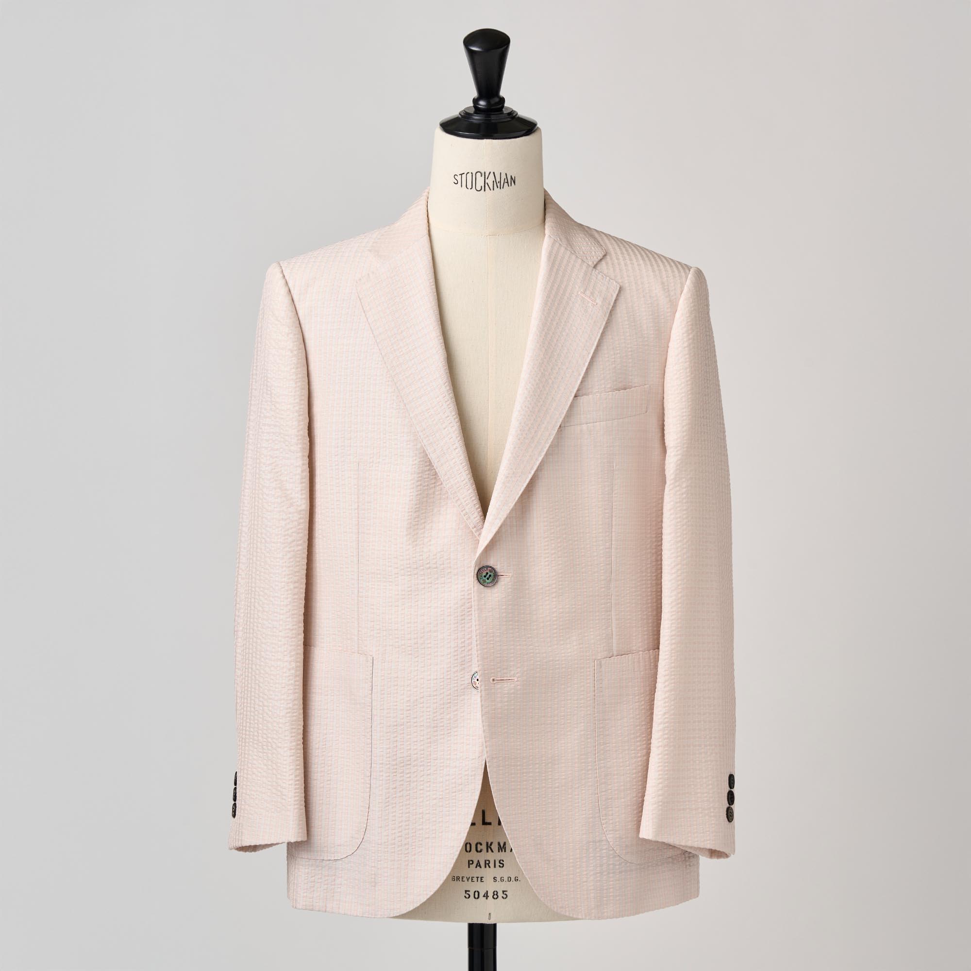 サーモンピンク シルクサッカー ジャケット