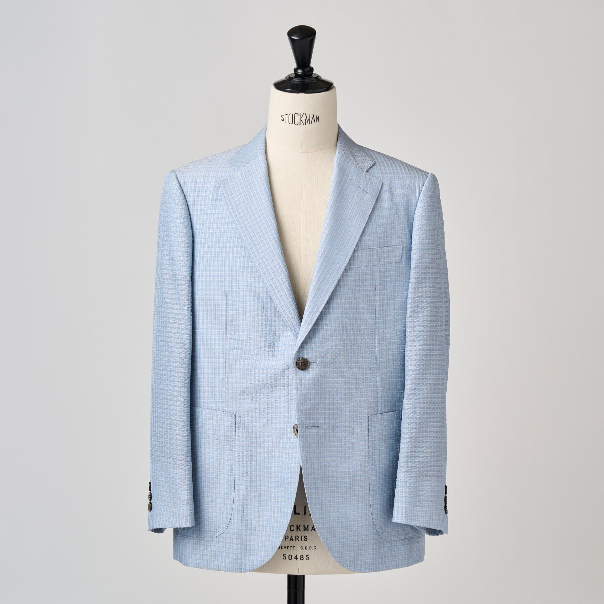 サックスブルー シルクサッカー ジャケット