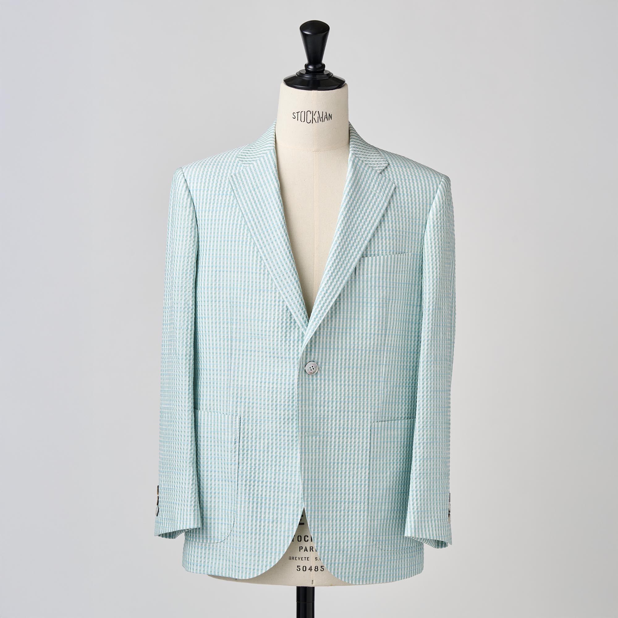 白×グリーン シルクサッカー ジャケット