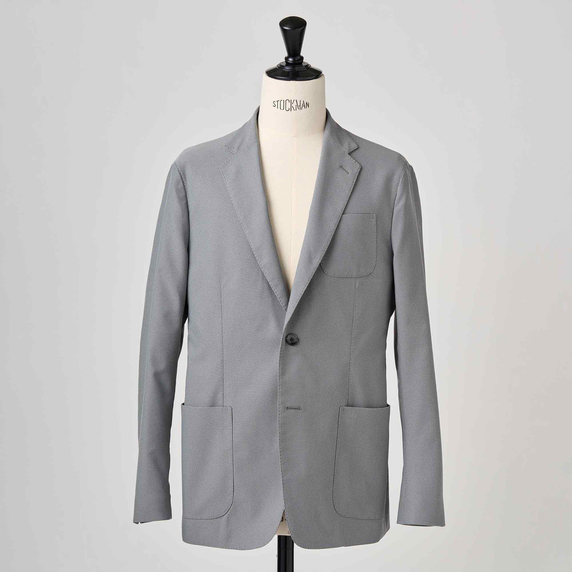 グレージュ ホップサックストレッチポリエステル ジャケット