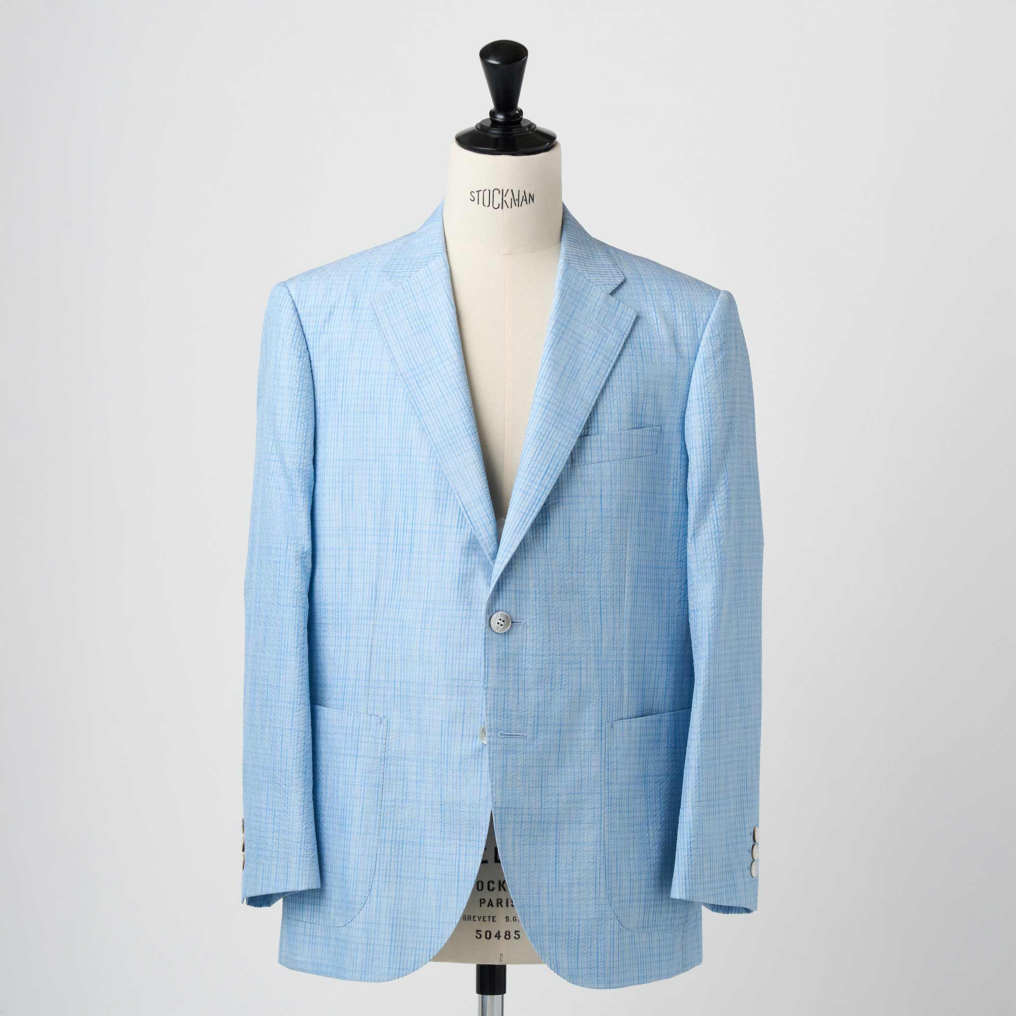 サックスブルーシルクサッカー ジャケット