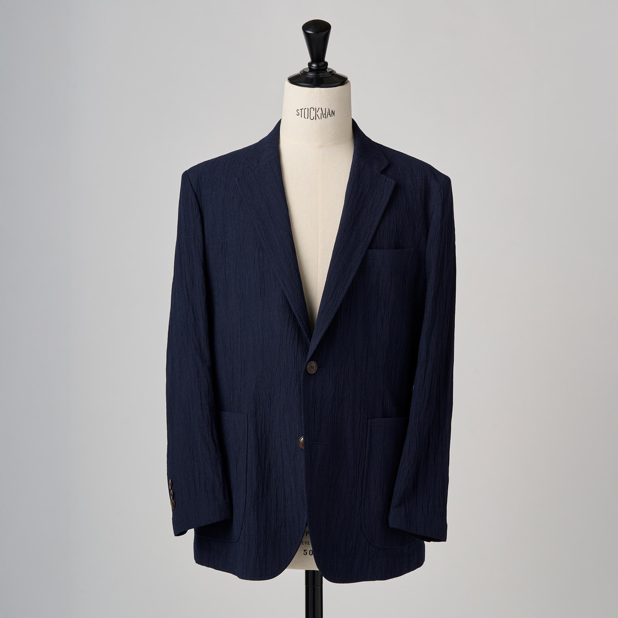 ネイビーポリエステルレーヨンワッシャー ジャケット