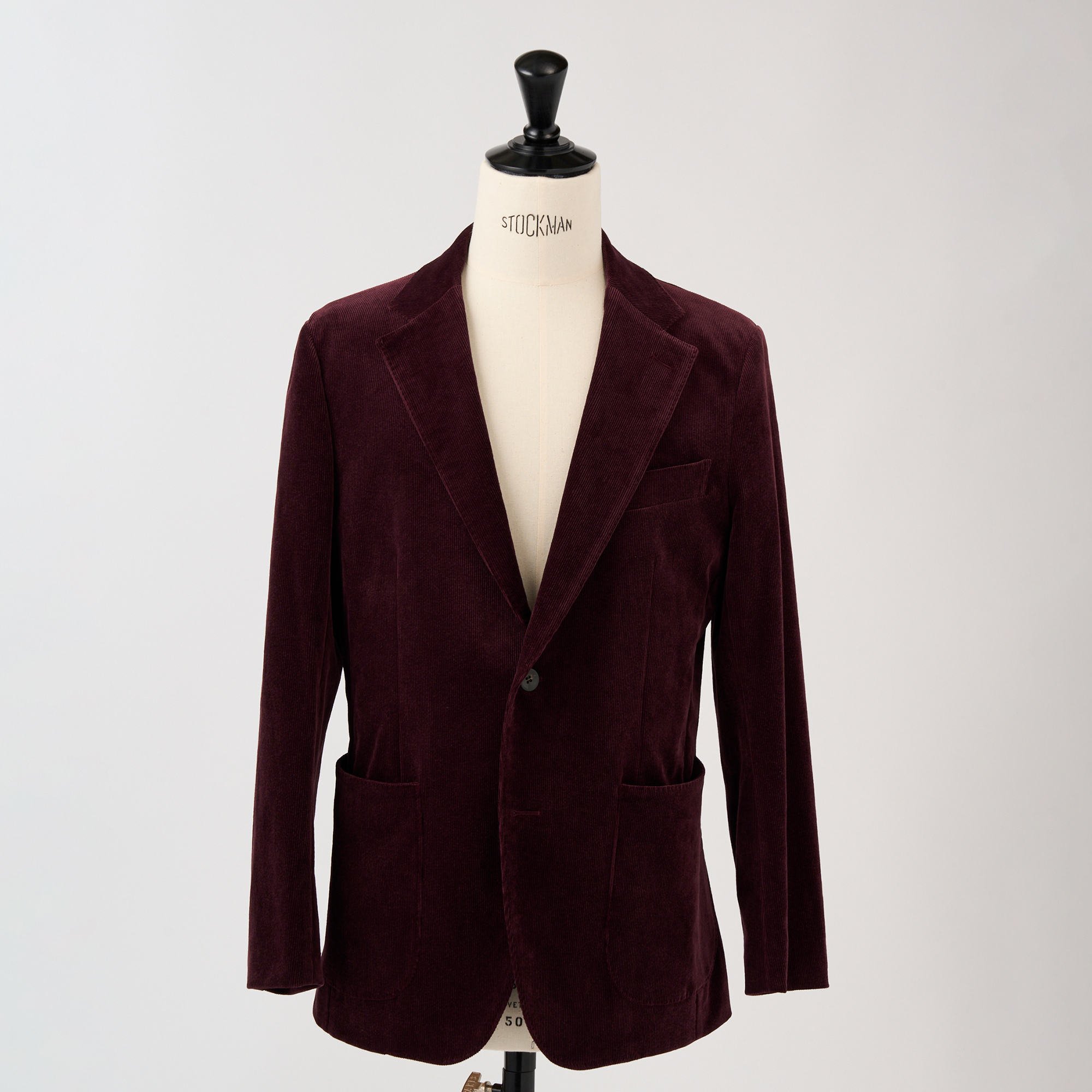 シャンブレーストレッチコーデュロイジャケット（ワインレッド）